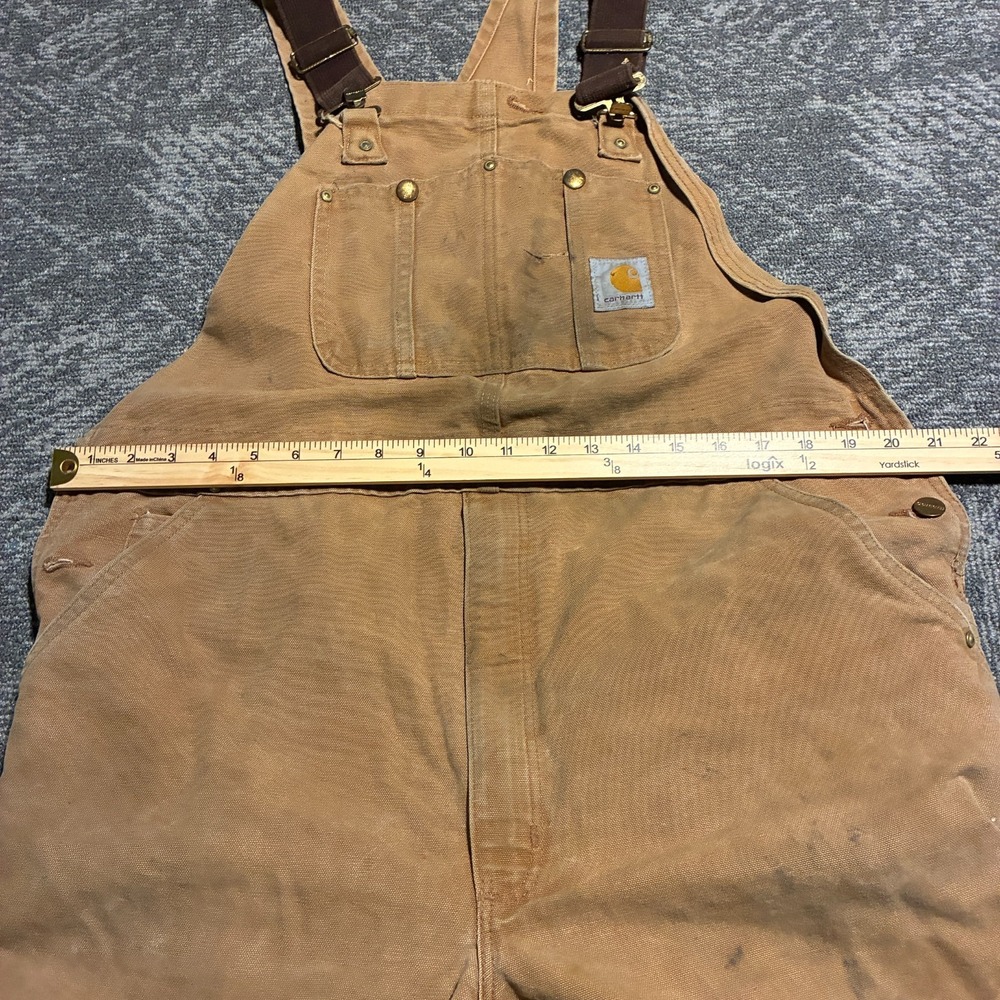 Carhartt Duck Bib Overalls Men's 42x28 Brown Unlined Workwear - Picture 4 of 11